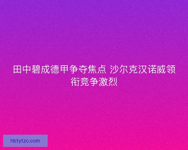 田中碧成德甲争夺焦点 沙尔克汉诺威领衔竞争激烈