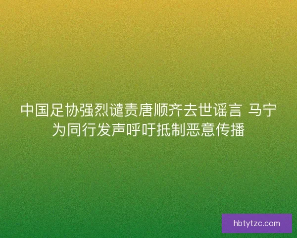 中国足协强烈谴责唐顺齐去世谣言 马宁为同行发声呼吁抵制恶意传播