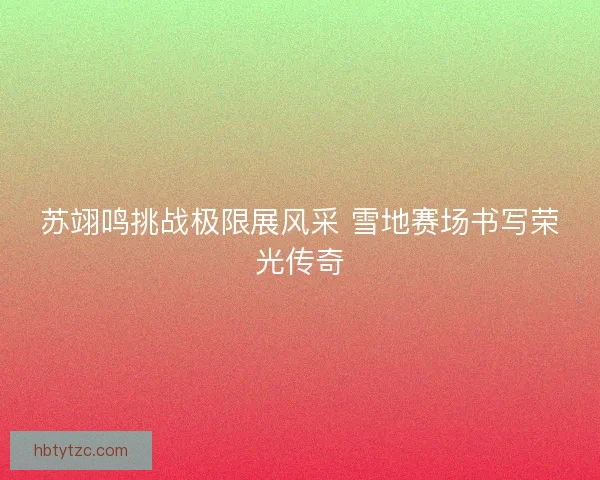 苏翊鸣挑战极限展风采 雪地赛场书写荣光传奇