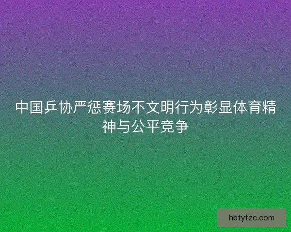 中国乒协严惩赛场不文明行为彰显体育精神与公平竞争